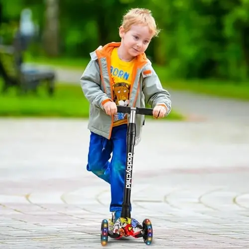 Kids Kick Scooter, 3 Wheeled Scooter for Kids, Child/Toddlers Toy, Adjustable Height, Anti-Slip Deck, Flashing Wheel Lights, for Boys/Girls 3-12 Year Old - 9