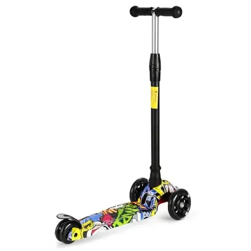 Kids Kick Scooter, 3 Wheeled Scooter for Kids, Child/Toddlers Toy, Adjustable Height, Anti-Slip Deck, Flashing Wheel Lights, for Boys/Girls 3-12 Year Old - 4