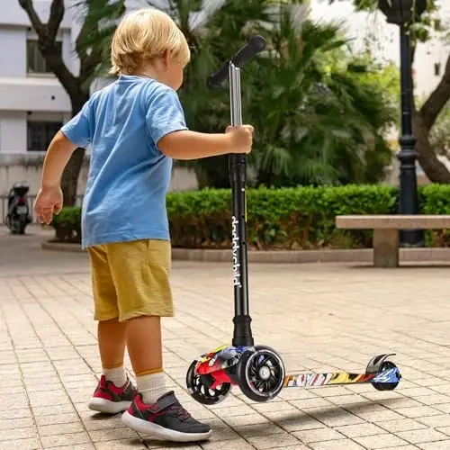 Kids Kick Scooter, 3 Wheeled Scooter for Kids, Child/Toddlers Toy, Adjustable Height, Anti-Slip Deck, Flashing Wheel Lights, for Boys/Girls 3-12 Year Old - 6