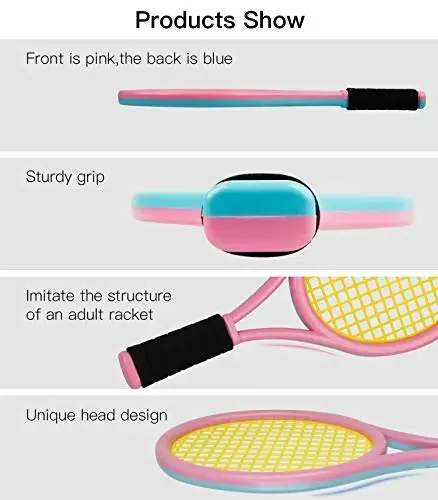 Crefotu Tennis Racket Set for Children,17 Inch Racquet with 1 Tennis Balls,4 Badminton Shuttlecocks and 3 Soft Balls for Toddler Indoor/Outdoor Sports - CREFOTU (1)