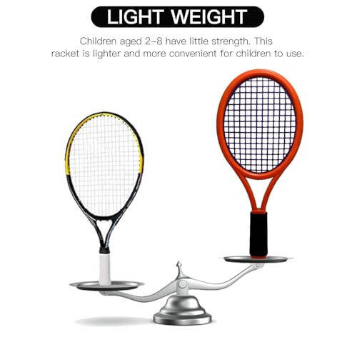 Tennis Racket Set for Children,17 Inch Racquet with 1 Tennis Balls,4 Badminton Shuttlecocks and 3 Soft Balls for Toddler Indoor/Outdoor Sports - 2