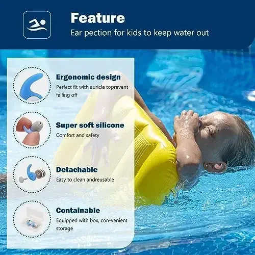 Swimming Ear Plugs for Kids,3 Pairs Waterproof Silicone Swim Earplugs for Swimming Surfing Diving Showering for 4-12 Years Olds Children and Small Ear Teens - 4
