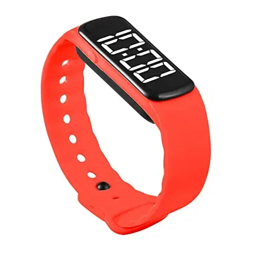 Sensory Wrist Timer for Kids, Teachers, Students, Simple Reminder Watch with Silent Alarm Clock Wristband, Classroom Countdown (Red) 