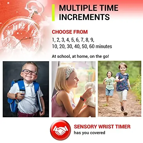 Sensory Wrist Timer for Kids, Teachers, Students, Simple Reminder Watch with Silent Alarm Clock Wristband, Classroom Countdown (Red) - 3
