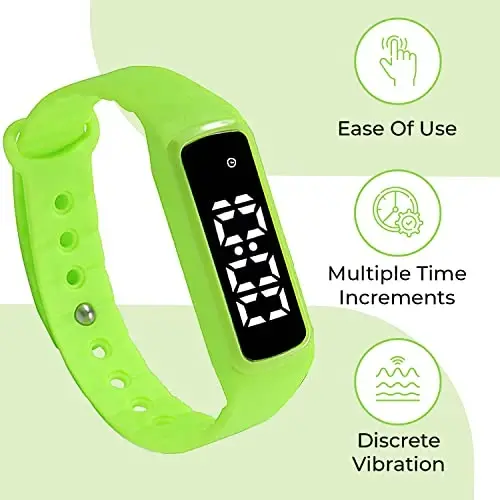 Sensory Wrist Timer for Kids, Teachers, Students, Simple Reminder Watch with Silent Alarm Clock Wristband, Classroom Countdown (Green) - 2