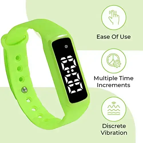 Sensory Wrist Timer for Kids, Teachers, Students, Simple Reminder Watch with Silent Alarm Clock Wristband, Classroom Countdown (Green) - Smart School Educational Products (1)