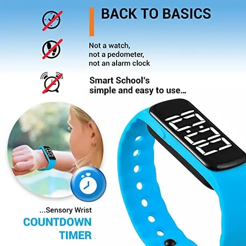Sensory Wrist Timer for Kids, Teachers, Students, Simple Reminder Watch with Silent Alarm Clock Wristband, Classroom Countdown (Blue) - 5