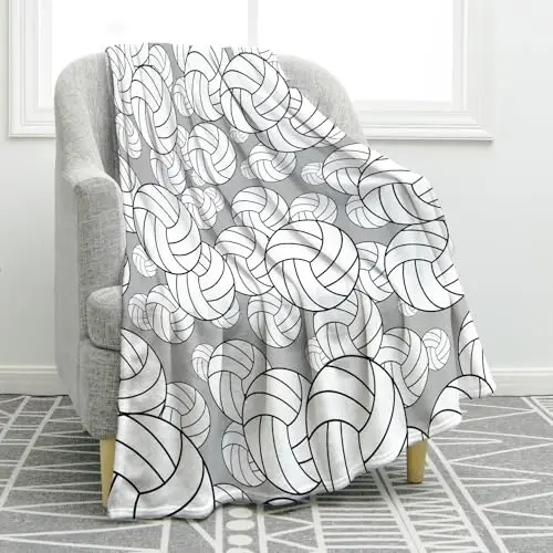 Jekeno Volleyball Blanket Gifts for Kids Teens, Volleyball Stuff Party Decorations for Lovers Team Gifts, Volleyballs Print Throw Blanket Couch Bed Sofa Travelling for Grils Boys Sports - 1