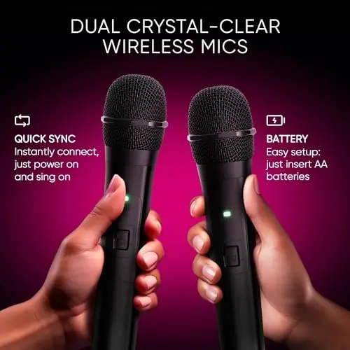 MASINGO Karaoke Machine for Kids and Adults with 2 Wireless Bluetooth Microphones, PA Portable Speaker with Colorful LED Lights, Supports TF Card/USB, AUX/MIC in, TWS for Home Party, Burletta C10 V2 - 4