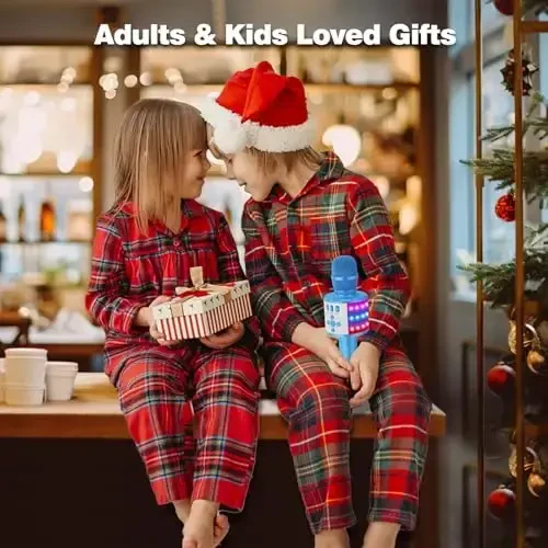 BONAOK Karaoke Microphone for Kids & Adults - Bluetooth Microphones Singing Mic with Disco Lights, Echo Effect, Built-in Speaker Portable Karaoke Player for Party Travel Gifts Q78(Blue) - BONAOK (1)