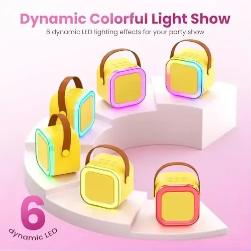 Mini Karaoke Machine for Kids Adults, Portable Bluetooth Speaker with 2 Wireless Karaoke Microphones,2025 TOP Birthday Gifts Toys for Boys 3,4, 5, 6, 7, 8+Years Old Toddler Karaoke Player(Yellow) - 3