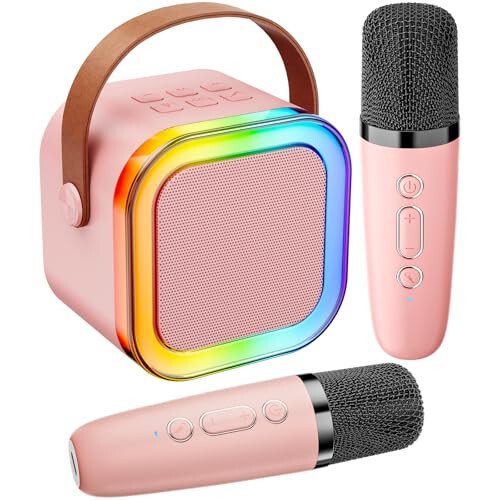 Çocuklar ve Yetişkinler İçin Karaoke Makinesi, Taşınabilir Bluetooth Mini Karaoke Mikrofonu Şarkı Söyleme Hoparlörü 2 Mikrofon ve Işık ile, Tüm Akıllı Telefonlar İçin Oyuncaklar, Doğum Günü, Aile, Ev Partisi (Pembe) - 12