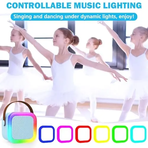 Koolcover Mini Karaoke Machine for Kids Adults, Portable Bluetooth Speaker with 2 Wireless Microphones,Toys Birthday Gifts for Girls Ages 4, 5, 6, 7, 8,9,10,11,12+ Family Home Party (Blue) - 7