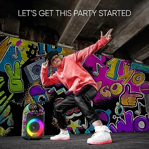 MASINGO Karaoke Machine for Kids and Adults with 2 Wireless Bluetooth Microphones, PA Portable Speaker with Colorful LED Lights, Supports TF Card/USB, AUX/MIC in, TWS for Home Party, Burletta C10 V2 - 2