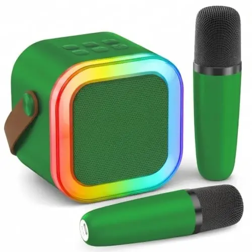 Mini Karaoke Machine, Portable Bluetooth Speaker & 2 Wireless Microphones | Karaoke Player Karaoke Microphone For Family Home Party Outdoor With HI-FI Sound | 5 Magic Sound | PA System | USB | TF | AUX 
