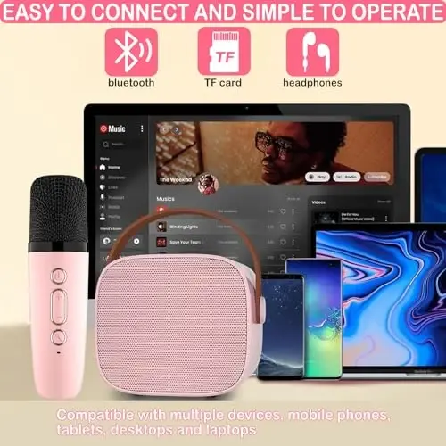 Mini Karaoke Machine for Kids & Adult, 4-12 Years Old Girls Christmas Birthday Gift for Boys, Karaoke Toys Gifts for Girls Ages 4, 5, 6, 7, 8, 9, 10, 12 +Year Old Birthday Party - 4