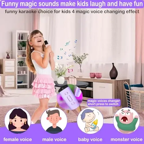 Mini Karaoke Machine for Kids & Adults, Kids Toys for Girls & Boys Gifts, Bluetooth Speaker with 1 Wireless Microphone for Kids Adults Toddler Girls Home Party Birthday Gifts Purple - DARKANT (1)