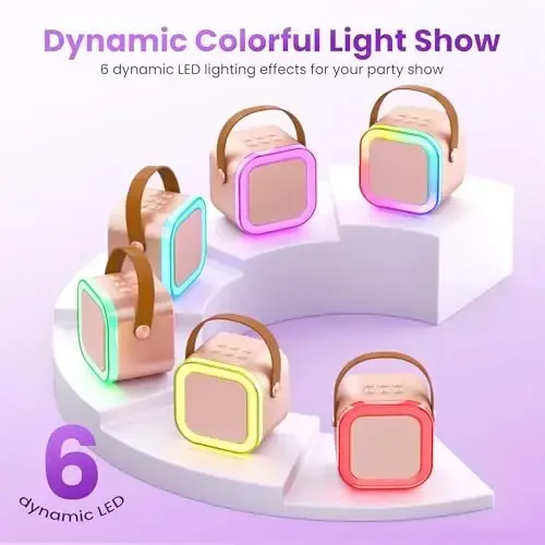 Mini Karaoke Machine for Kids Adults, Portable Bluetooth Speaker with 2 Wireless Karaoke Microphones,2025 TOP Birthday Gifts Toys for Girls 3,4, 5, 6, 7, 8+Years Old Toddler Karaoke Player(Rose Gold) - 3