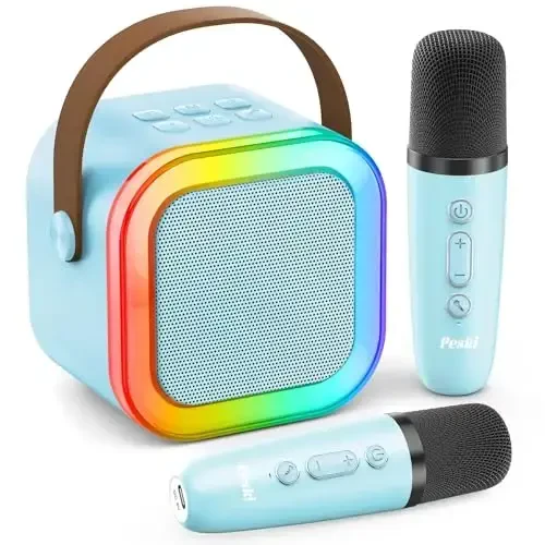 Mini Karaoke Machine for Kids Adults, Portable Bluetooth Speaker with 2 Wireless Karaoke Microphones,2025 TOP Birthday Gifts Toys for Boys 3,4, 5, 6, 7, 8+Years Old Toddler Karaoke Player(Blue) - 6