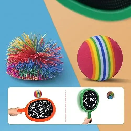 Smartwo Portable Paddles and Bouncy Balls Set for Kids or Adults’ Indoor Outdoor Activities, Sport Game for Beginner or Intermediate, Swing Racket in Beach Pool Backyard Playground Lawn Park or Court - SMARTWO (1)