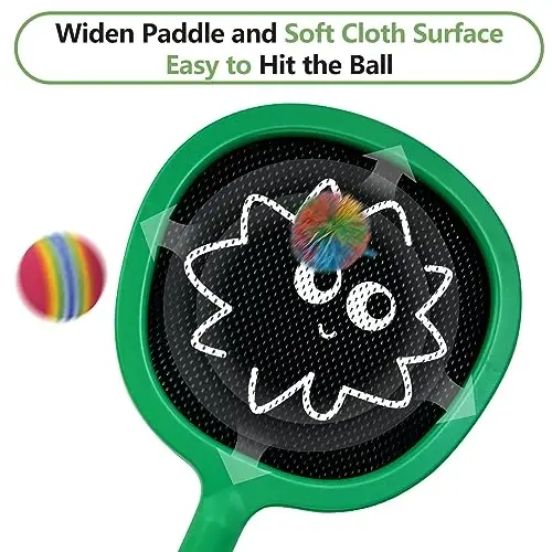 Smartwo Portable Paddles and Bouncy Balls Set for Kids or Adults’ Indoor Outdoor Activities, Sport Game for Beginner or Intermediate, Swing Racket in Beach Pool Backyard Playground Lawn Park or Court - 3