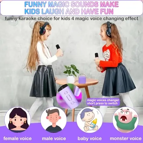 Portable Bluetooth Karaoke Speaker with 2 Wireless Microphones & LED Lights for Kids Birthday Parties - DARKANT (1)