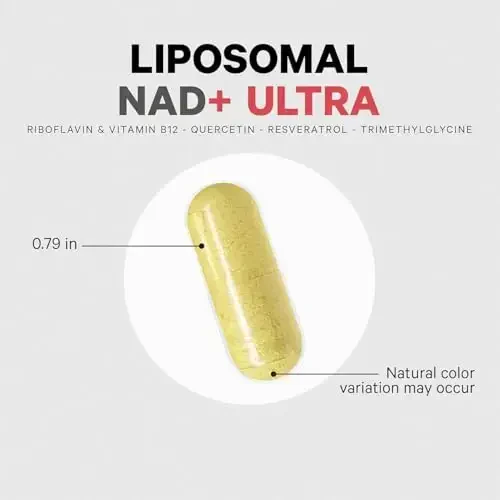 Codeage Liposomal NAD+ Resveratrol va Vitamin B bilan - Energiya va Sog'lom Qarishni Qo'llab-quvvatlash uchun NAD Plus Ultra - Kversetin, Betain, Riboflavin bilan NAD Vitamin qo'shimchasi - Bioavailable - 90 kapsula - 4