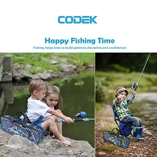 CODEK Kids Fishing Pole Set with Full Starter Kits 2 Set Portable Telescopic Fishing Rod and Spincast Reel Cambos with a Fishing Net and 2 Buckets for Boys Girls and Youth - 5