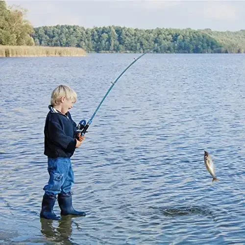 CODEK Kids Fishing Pole to'plami to'liq starter to'plamlari bilan 2 to'plam Portativ teleskopik baliq ovlash qarmoq va Spincast g'altak Cambos baliq ovlash tarmog'i va o'g'il bolalar, qizlar va yoshlar uchun 2 chelak - 6