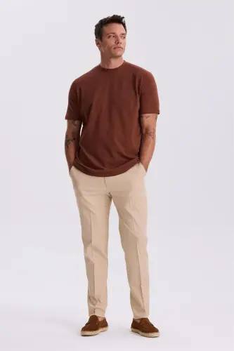 Coffee 100% Cotton Patterned Scoop Neck T-Shirt - 2