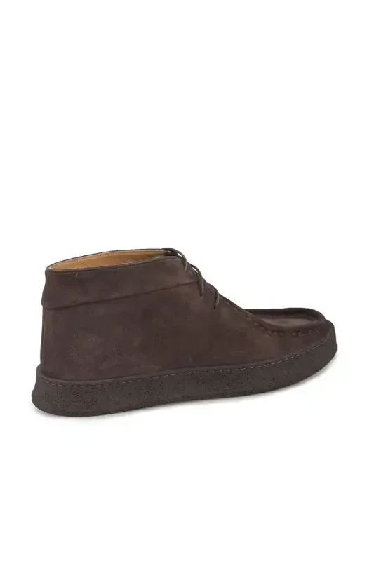 Coffee 100% Leather Laced Suede Boot - 2