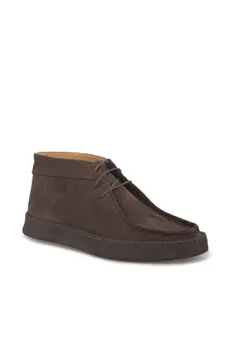 Coffee 100% Leather Laced Suede Boot - 3