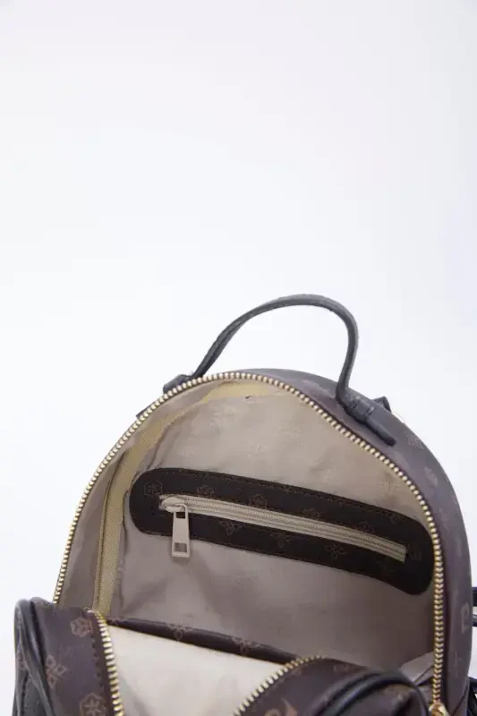 Coffee Black Monogram Women Backpack 05PO22Y1541-Coffee Black Monogram - 4