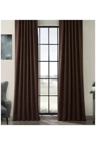 Coffee Blackout Blackout Curtain Plain Stitching All Sizes Available (Width X Height) Luxury 1st Class - BROWN - 1