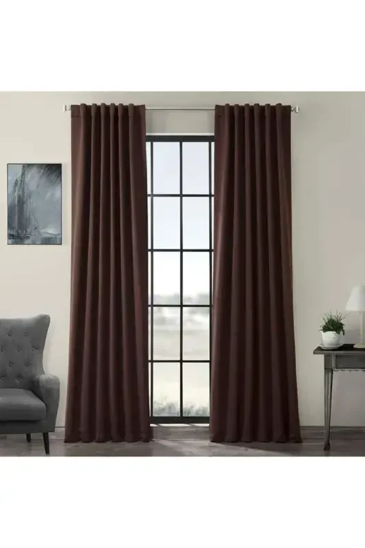 Coffee Blackout Curtain with Size Options, Sunshade, 100% Light Blocking Curtain-COFFEE - 1