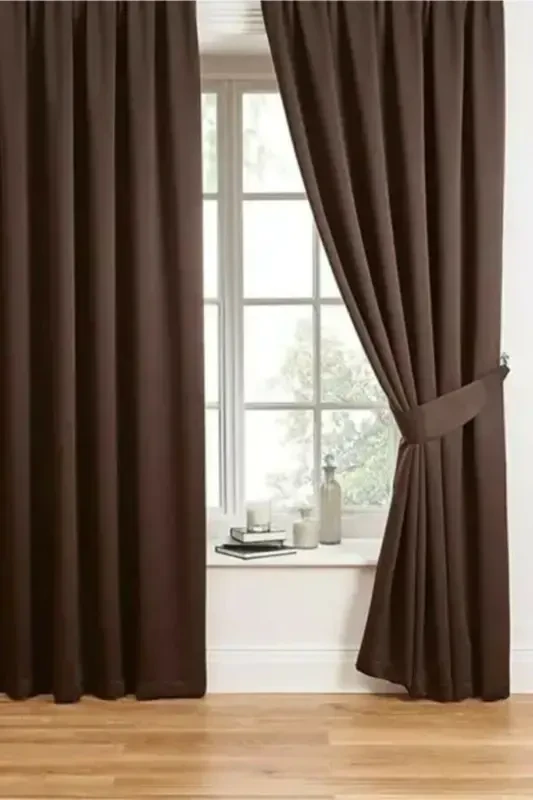 Coffee Blackout Curtain with Size Options, Sunshade, 100% Light Blocking Curtain-COFFEE - 2