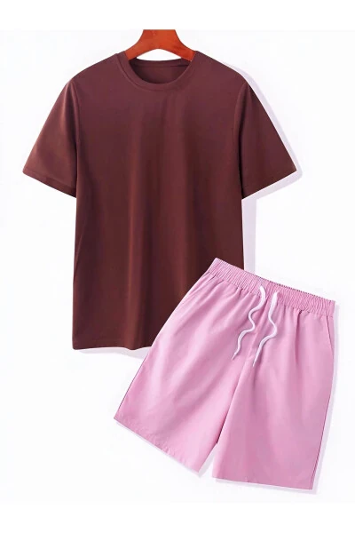 Coffee Brooklyn Printed Pink Shorts Set - TRENDGAR (1)