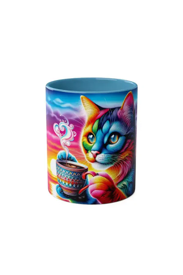 Coffee Cat Patterned Printed Mug - 15