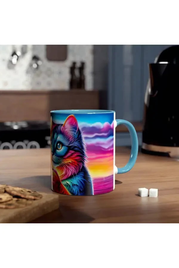 Coffee Cat Patterned Printed Mug - 13