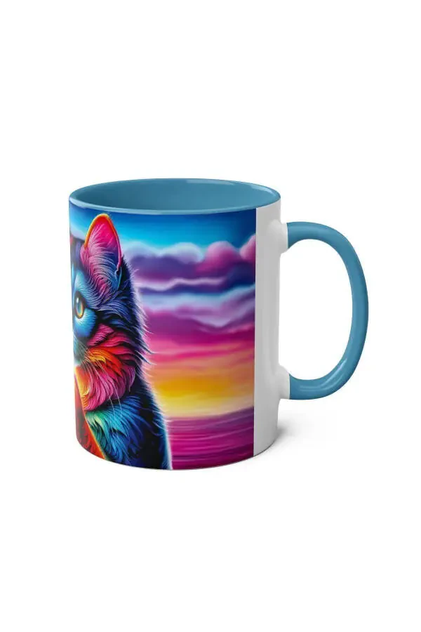 Coffee Cat Patterned Printed Mug - 4