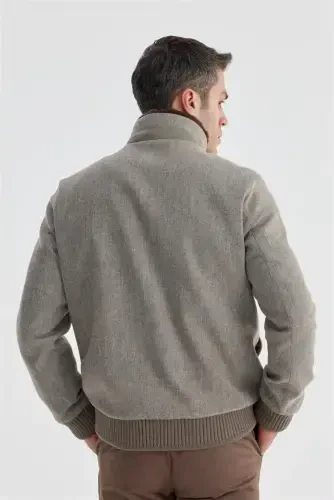 Coffee Comfort Fit Fur Collar Wool Coat - 4