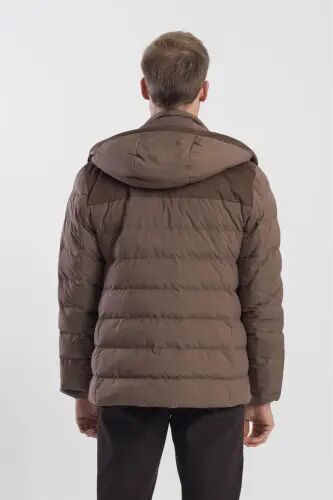 Coffee Comfort Fit Hooded Padded Jacket - 4
