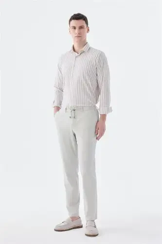 Coffee Comfort Fit Patterned Stretch Cotton Sports Shirt - JAKAMEN (1)