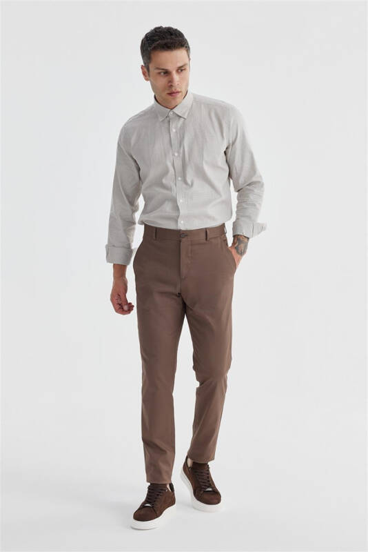 Coffee Comfort Fit Side Pocket Cotton Canvas Pants - 3