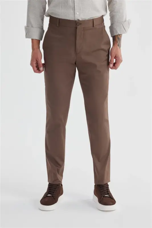 Kahve Comfort Fit Yan Cep Pamuklu Kanvas Pantolon - 2