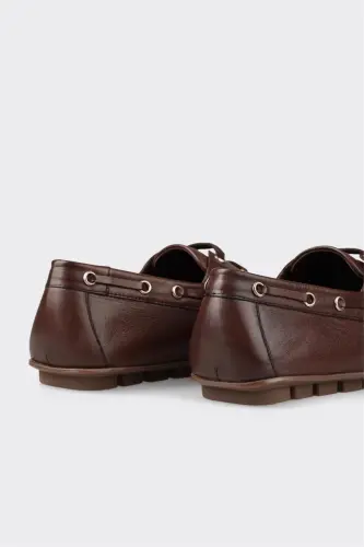 Coffee Leather Men's Casual Shoes - 5