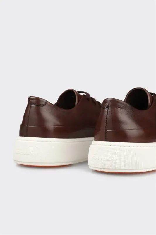 Coffee Leather Men's Casual Shoes - 5