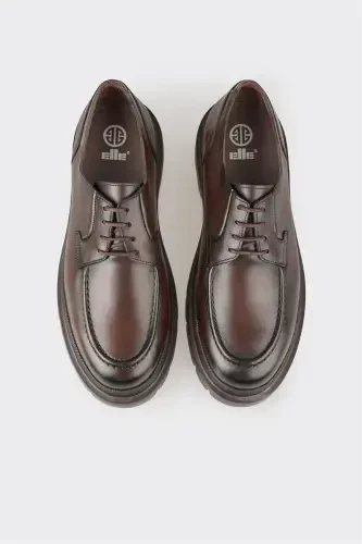 Coffee Leather Men's Casual Shoes - 4