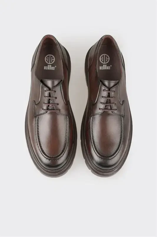 Coffee Leather Men's Casual Shoes - 4