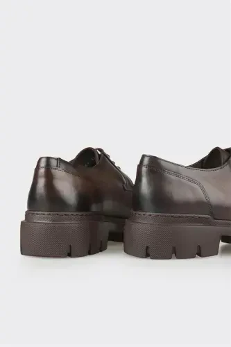 Coffee Leather Men's Casual Shoes - 5